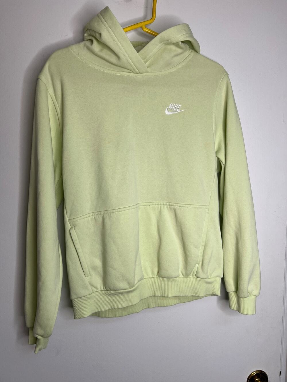 Nike Light Green Fleece Pullover Hoodie XL Youth Hooded Logo Pockets